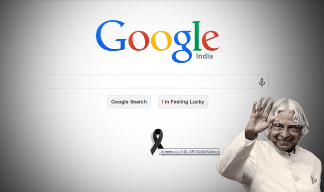 In memory of Dr. APJ Abdul Kalam Google puts black ribbon on homepage!