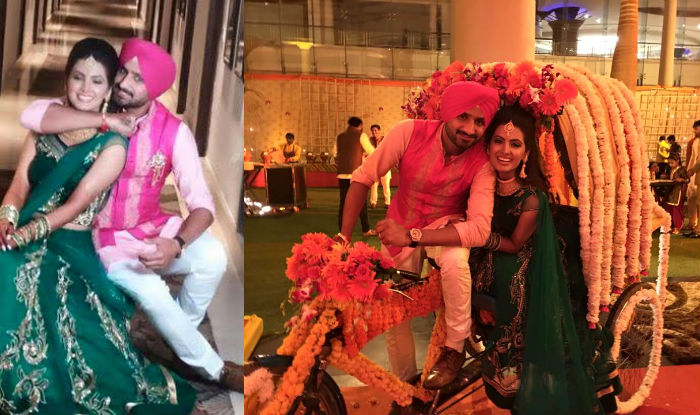 H arbhajan Singh & Geeta Basra wedding: See new Sangeet Pictures of cute couple before fairy-tale marriage!