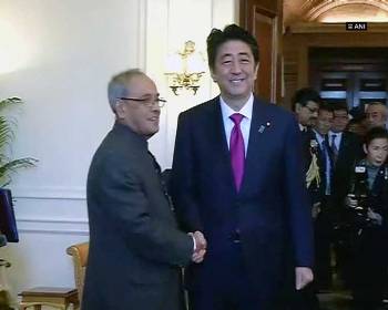 Japanese PM Abe meets President Mukherjee