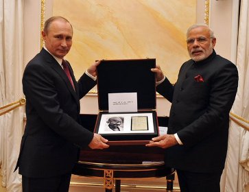 President Putin gifts PM Modi handwritten page from Mahatma Gandhi’s dairy