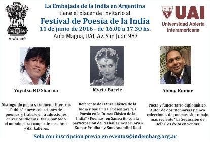 Festival of Indian Poetry to be held in Buenos Aires, Argentina