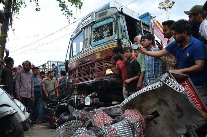 Truck runs amok, kills 3 at Shobha Yatra