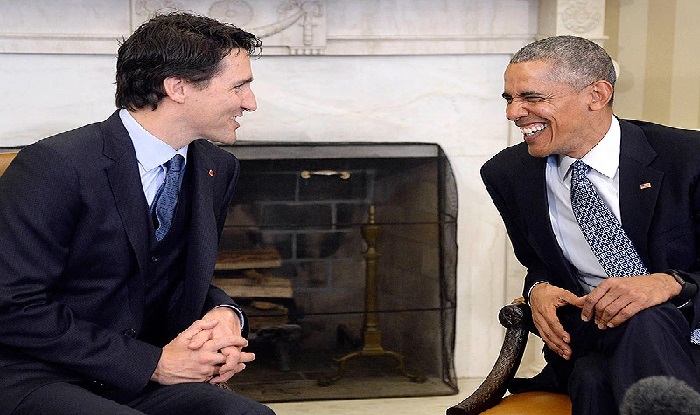 Barack Obama dines with Justin Trudeau after a  stirring speech in Montreal