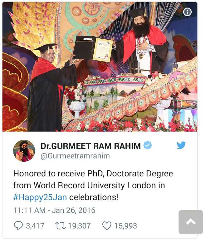 UK university to take back doctorate degree from Dera chief Ram Rahim Singh