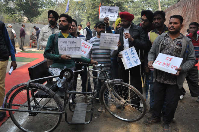 No jobs, differently abled lodge protest on their day