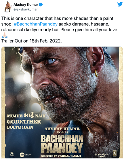 ‘I am the Godfather’ – Megastar Akshay Kumar sends fans wild with new poster for ‘Bachchhan Paandey’