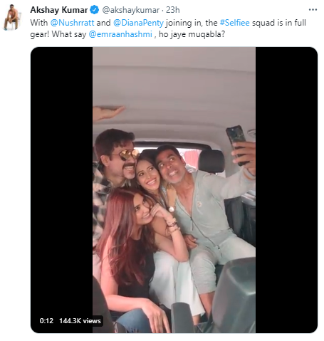 Akshay Kumar welcomes his ‘Selfiee’ leading ladies, Nushrratt Bharuccha and Diana Penty to the squad