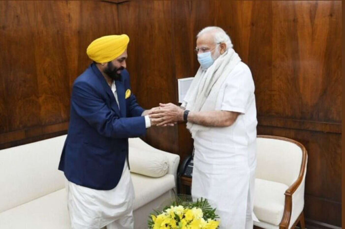 ਪੰਜਾਬ ਦੇ ਮੁੱਖ ਮੰਤਰੀ ਭਗਵੰਤ ਮਾਨ ਵੱਲੋਂ ਮੋਦੀ ਨਾਲ ਮੁਲਾਕਾਤ