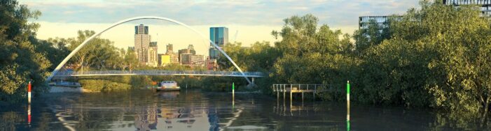 Work begins on Australian-first bridge as Parramatta River foreshore transforms
