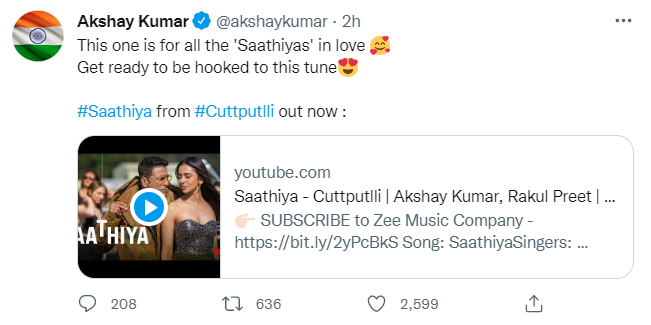 Cuttputlli First Song Saathiya Out: Akshay Kumar-Rakul Preet Singh’s track sets lovebirds grooving