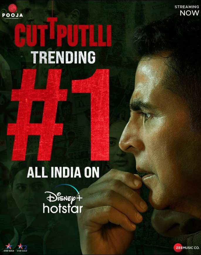 Trending No.1: Akshay Kumar’s “Cuttputlli” is the most watched OTT film this month on Disney + Hotstar!